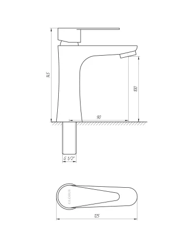 Монокран для умывальника Globus Lux SUS-003M нержавеющая сталь, литой - 5