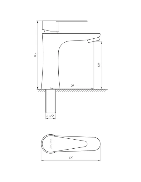 Монокран для умывальника Globus Lux SUS-003M нержавеющая сталь, литой - 5