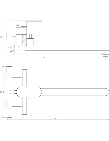 Змішувач для ванни Topaz BARTS-TB 07116-H36 (гусак 350 мм, європеремикання) - 4