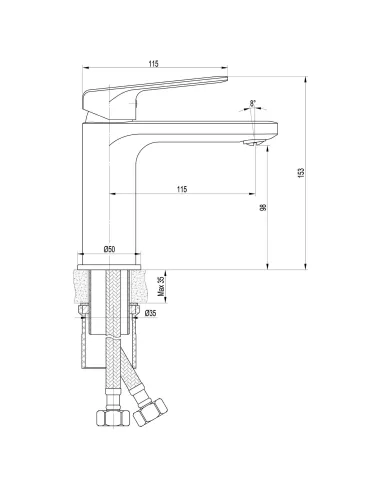 Змішувач для умивальника Topaz ODISS-TO 18221-H52 - 6