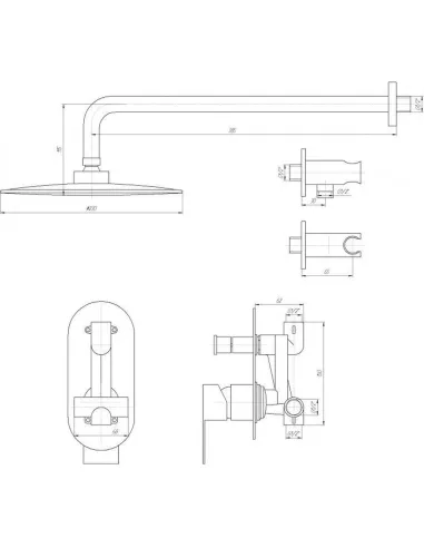 Душевая система скрытого монтажа со смесителем Topaz Barts TBG 07205-G-H36 - 5