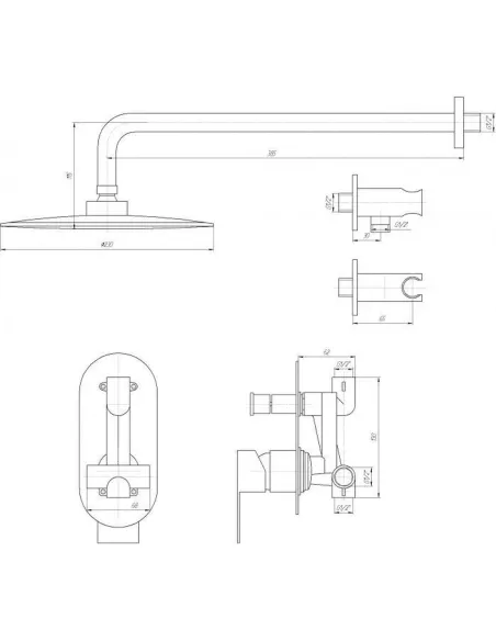 Душевая система скрытого монтажа со смесителем Topaz Barts TBG 07205-G-H36 - 5