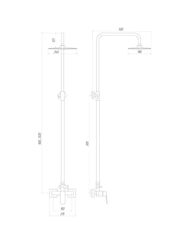 Душова система Topaz ODISS-TO 18702-H52 (130см) - 5