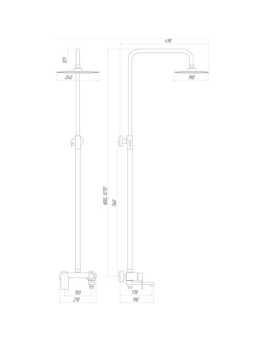 Душова система Topaz SARDINIA-TS 08705-H19 (з виливом, 130см) - 5