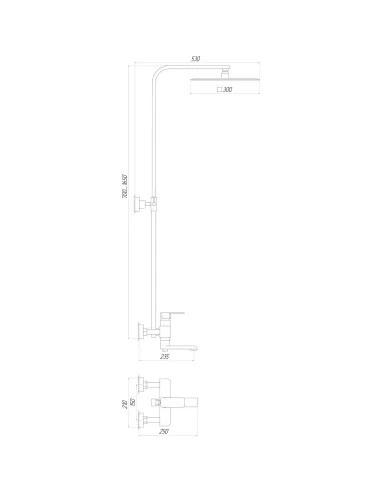 Душевая система Globus Lux Milano VAN-GLM-0007 с душевым набором, удлиненная штанга - 5