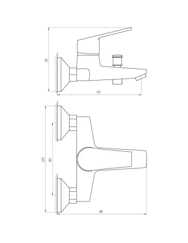 Змішувач для ванни з коротким зливом Bravo Zenith BS-42-102 - 5