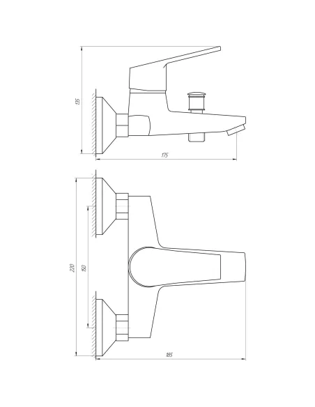 Смеситель для ванны с коротким изливом Bravo Zenith BS-42-102 - 5