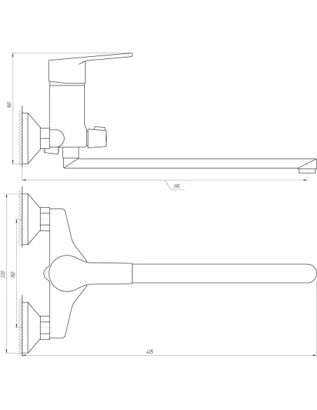 Смеситель для ванны Bravo Zenith BS-42-208 длина гусака 350 мм, Euro - 3