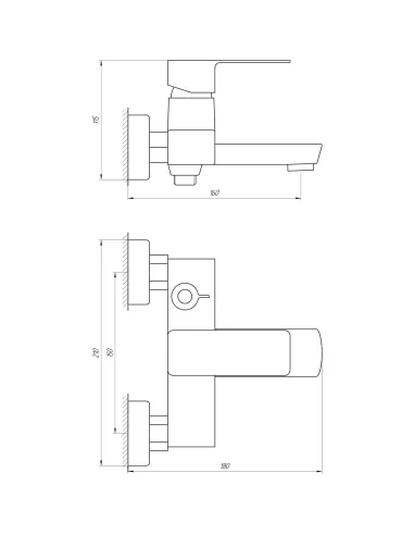 Змішувач для ванни Domino DMM-102N (моноліт, європеремикання) - 5