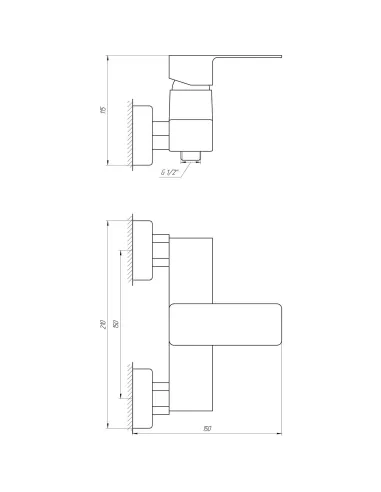Смеситель для душа Domino DMM-105N с душевым набором - 5