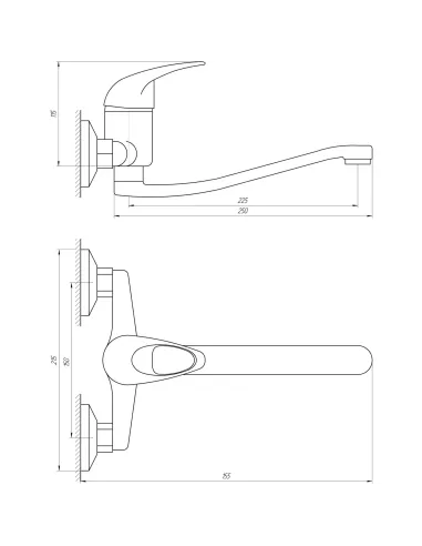 Смеситель для кухни настенный Ecomix Elit EM-104 - 5