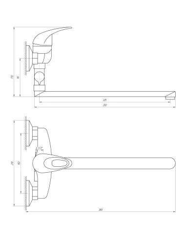 Змішувач для ванни Ecomix Elit EM-108 (35 см) - 5