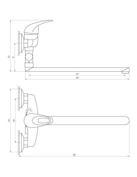 Змішувач для ванни Ecomix Elit EM-108 (35 см) - 5