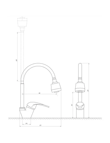 Смеситель для кухни с гибким изливом Ecomix Energo E-GEZ-203SM-A гофрогусак, гайка - 5