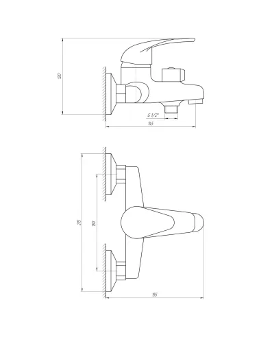 Змішувач для ванни Ecomix Energo E-GEZ-102N (моноліт, європеремикання) - 5