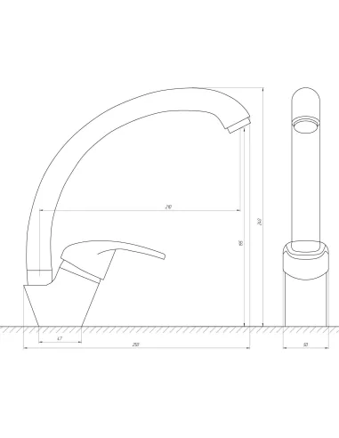 Змішувач для кухні Globus Lux Caprice GLCA-0103S (шпилька) - 5