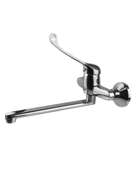 Змішувач для умивальника Globus Lux GCA-1044-Clinic (зі стіни ліктьовий, гусак 250мм) - 1