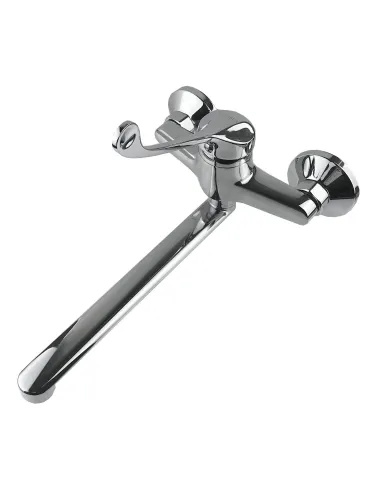 Змішувач для умивальника Globus Lux GCA-1044-Clinic (зі стіни ліктьовий, гусак 250мм) - 3