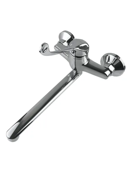 Змішувач для умивальника Globus Lux GCA-1044-Clinic (зі стіни ліктьовий, гусак 250мм) - 3