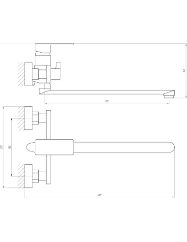Смеситель для ванны с душем Globus Lux Milano GLM-208 европереключение, 350 мм - 5