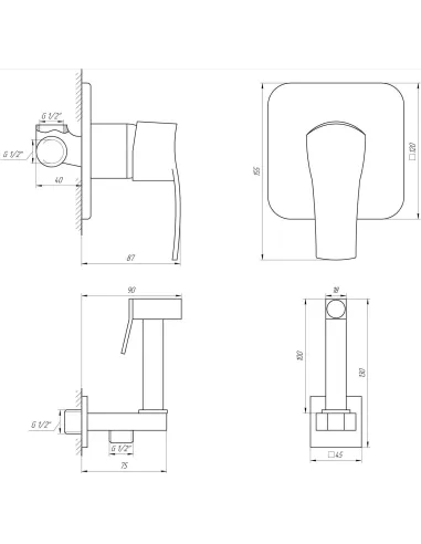 Змішувач для біде Globus Lux Queensland GLQU-0110-Q (квадро, картридж Sedal) - 4
