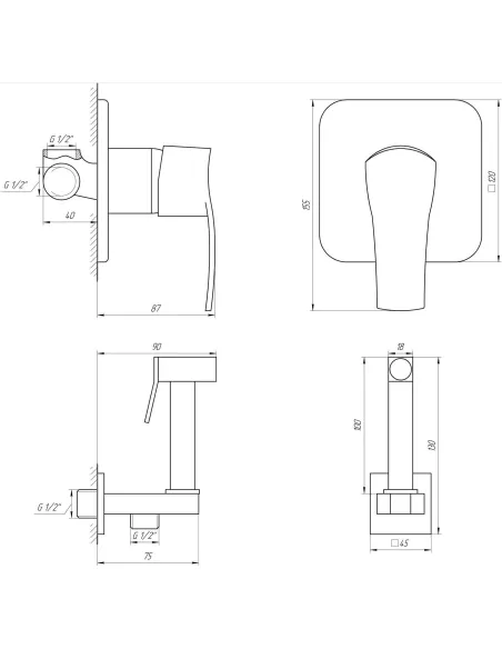 Змішувач для біде Globus Lux Queensland GLQU-0110-Q (квадро, картридж Sedal) - 4
