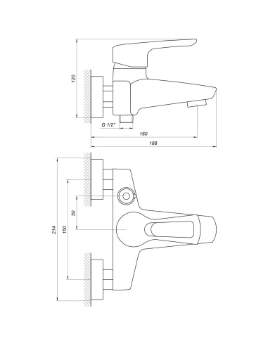 Змішувач для ванни Globus Lux Seva GLSV-0102N (Європеремикання, моноліт) - 5