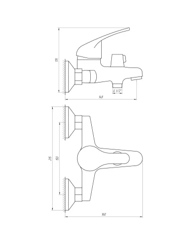 Смеситель для ванны с душем Globus Lux Solly GLSO-0102N европереключение, монолит - 6