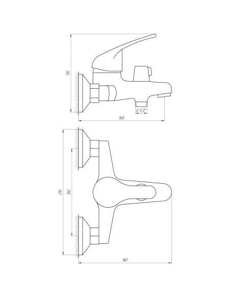 Змішувач для ванни Globus Lux Solly GLSO-0102N (Європеремикання, моноліт) - 6