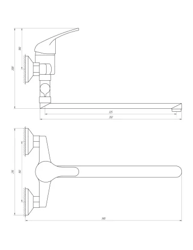 Змішувач для ванни Globus Lux Solly GLSO-0108 (350 мм) - 4
