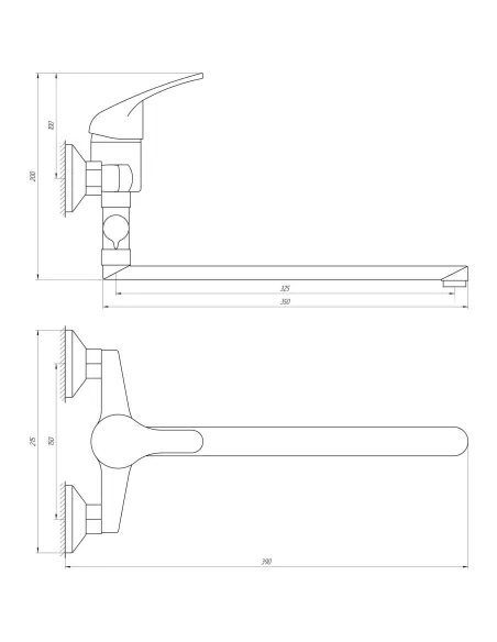 Змішувач для ванни Globus Lux Solly GLSO-0108 (350 мм) - 4