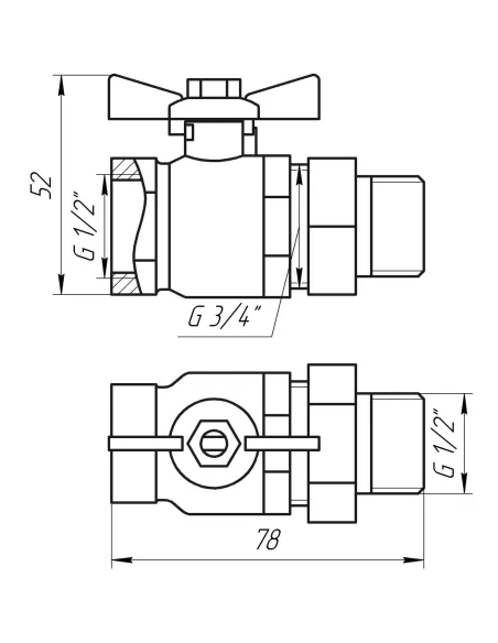 Кран шаровий Arco Sena 154103 1/2, з американкою - 3