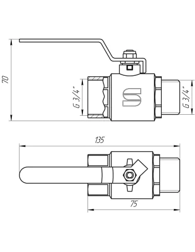 Кран шаровий Selba SL1505 3/4 нв кр - 5