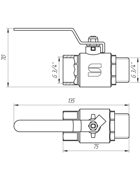 Кран шаровий Selba SL1505 3/4 нв кр - 5