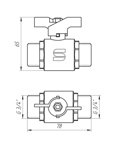Кран шаровой Selba SL1503 3/4, нн, кб - 3