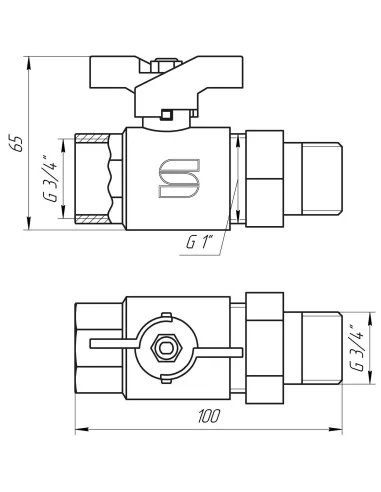 Кран шаровий Selba SL1509 3/4 кб (з американкою) - 3
