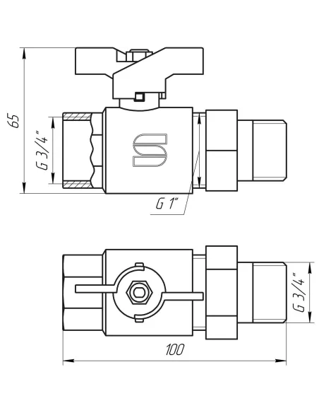 Кран шаровий Selba SL1509 3/4 кб (з американкою) - 3