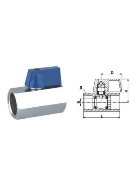 Кран шаровой прямой мини Solomon NV-3024 1/2 дюйма, ВВ - 5