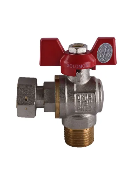 Кран шаровой угловой для подключения газового котла Solomon 160402 1/2 дюйма, НВ, PN40 - 1