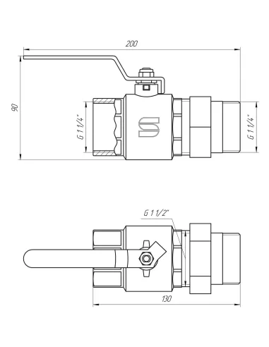 Кран шаровой Selba SL 1509 1 1/4 кб, с американкой - 3