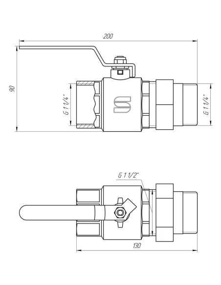 Кран шаровой Selba SL 1509 1 1/4 кб, с американкой - 3