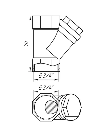 Фільтр грубого очищення Selba SL 1512 3/4 (кутовий, з вушком) - 5