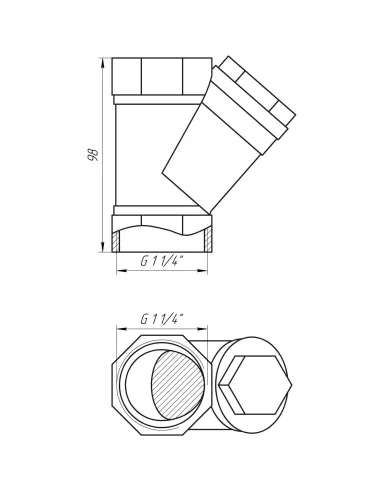 Фільтр грубого очищення Selba SL 1512 1 1/4 (кутовий, з вушком) - 5