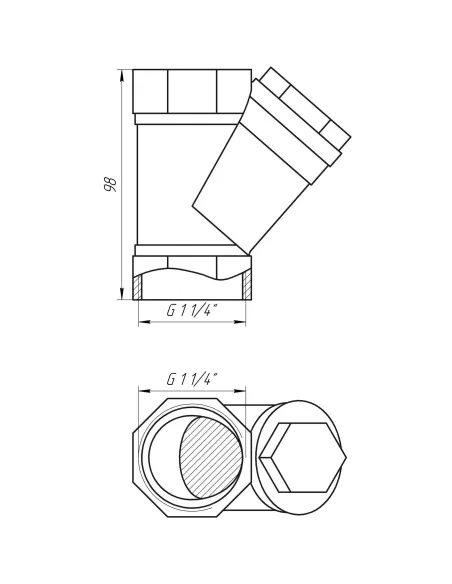 Фільтр грубого очищення Selba SL 1512 1 1/4 (кутовий, з вушком) - 5