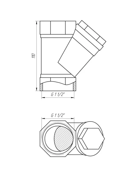 Фильтр грубой очистки Selba SL 1512 1 1/2 дюйма, угловой, с ушком - 5