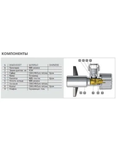Кран приборный шаровой угловой Arco 1/2х3/8 дюйма NOV20 00702 - 4