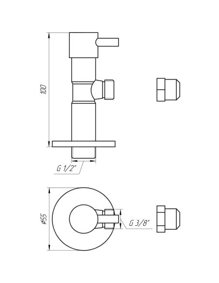 Приборный кран полуоборотный угловой Solomon Lazer 7076 1/2 х 3/8  дюйма, с цангой - 8