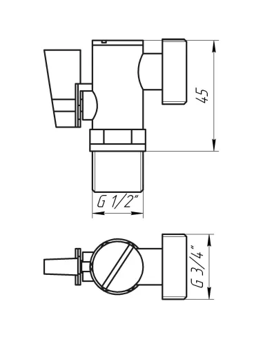 Кран приладовий Solomon А7041 (7043) 1/2 х 3/4, кутовий, кульовий, з фільтром - 5