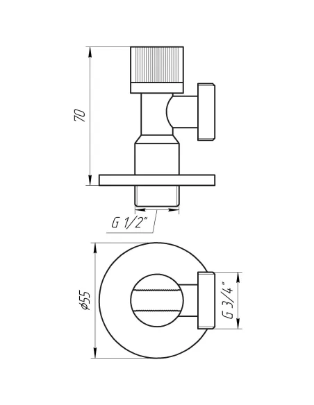 Приборный кран шаровой угловой Solomon A7032 1/2 х 3/4 дюйма - 3