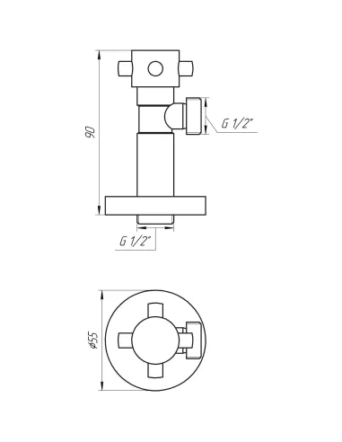 Кран приладовий Solomon Retro 7077 1/2 х 1/2, кутовий, напівоборотний - 6